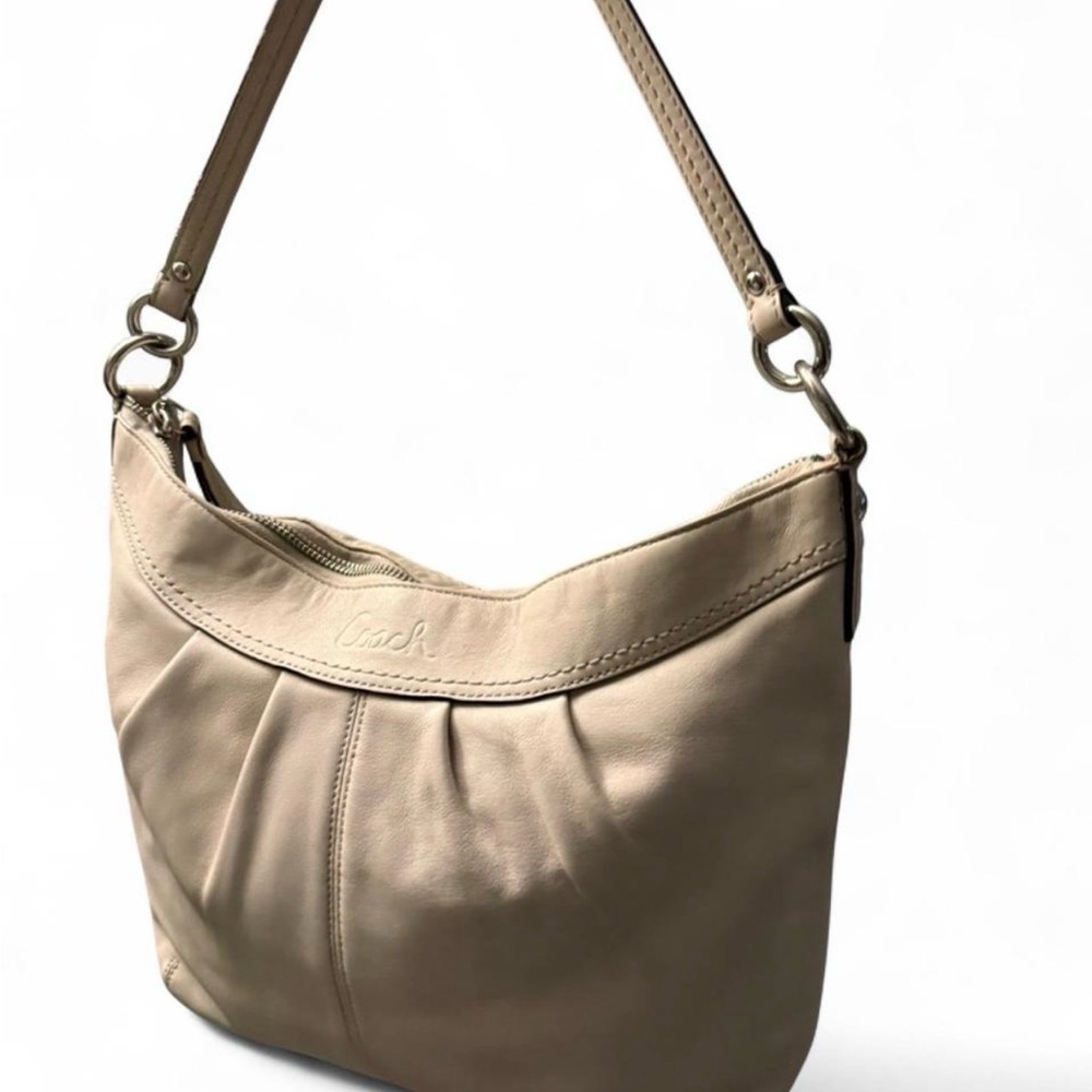 Coach Cream/White Leather Hobo Bag